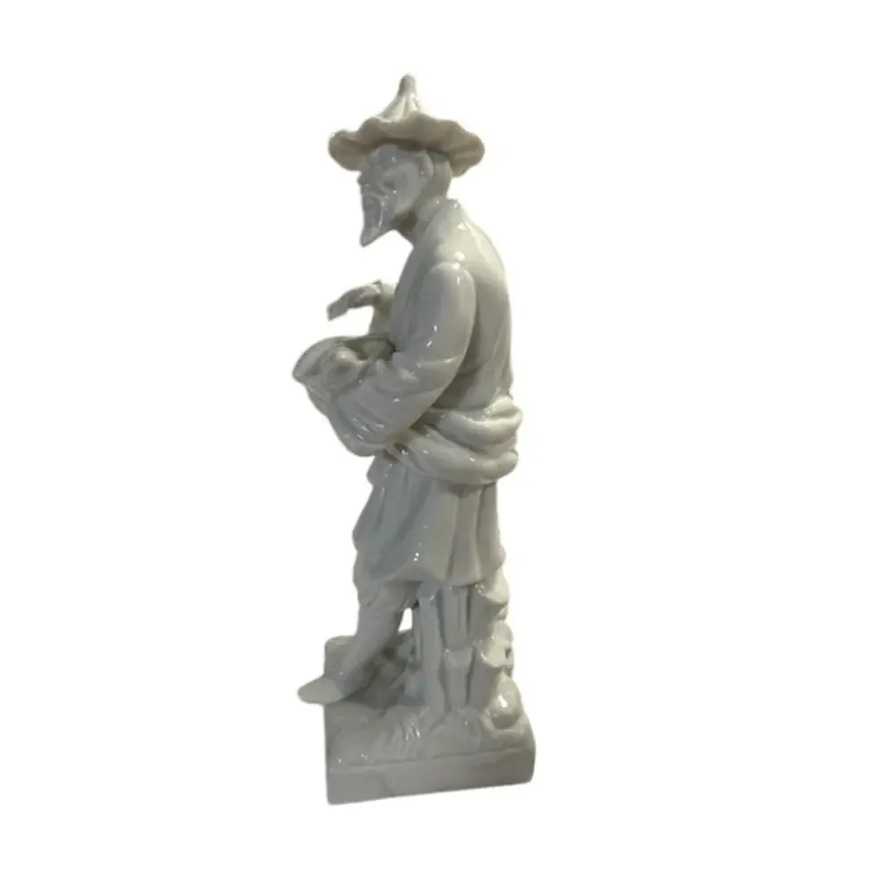 Vintage Fitz and Floyd Blanc De Chine Chinese Figurine Man Holding Fish 8